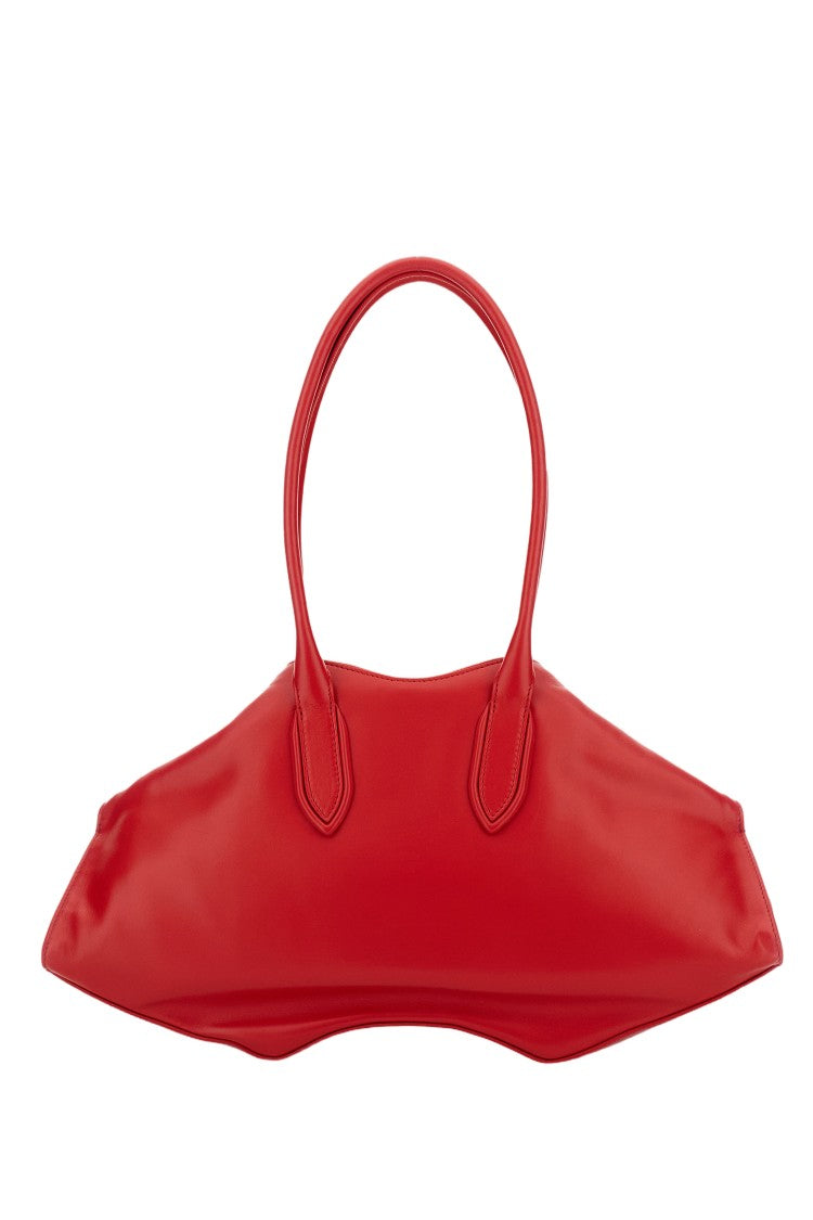 Alexander Mcqueen Sculptural Red Leather Manta Shoulder Bag