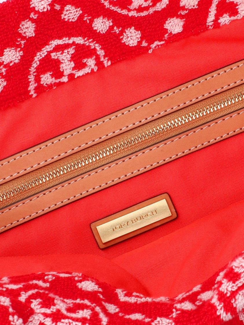 Tory Burch T-Monogram' Terrycloth Tote Bag – Red