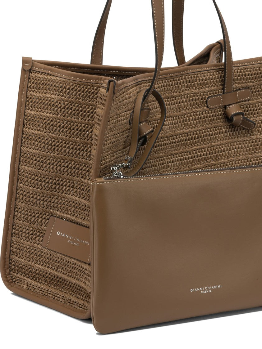 Gianni Chiarini Woven Fabric Shoulder Bag With Leather Accents