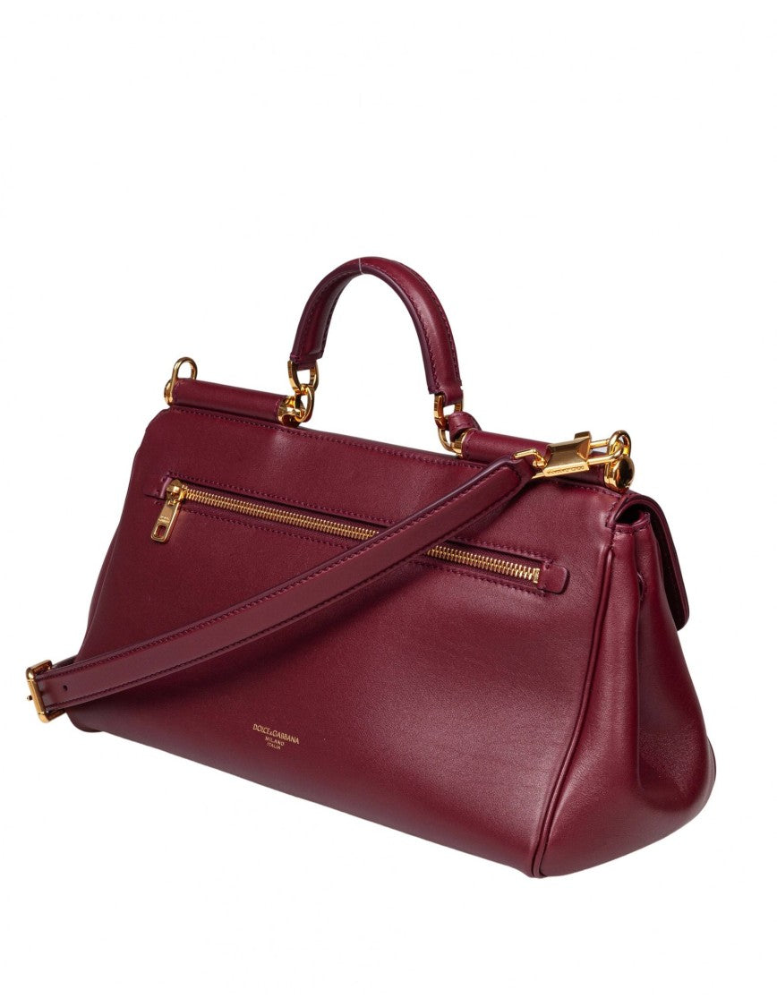 Dolce & Gabbana Vintage My Sicily Bag In Bordeaux Leather