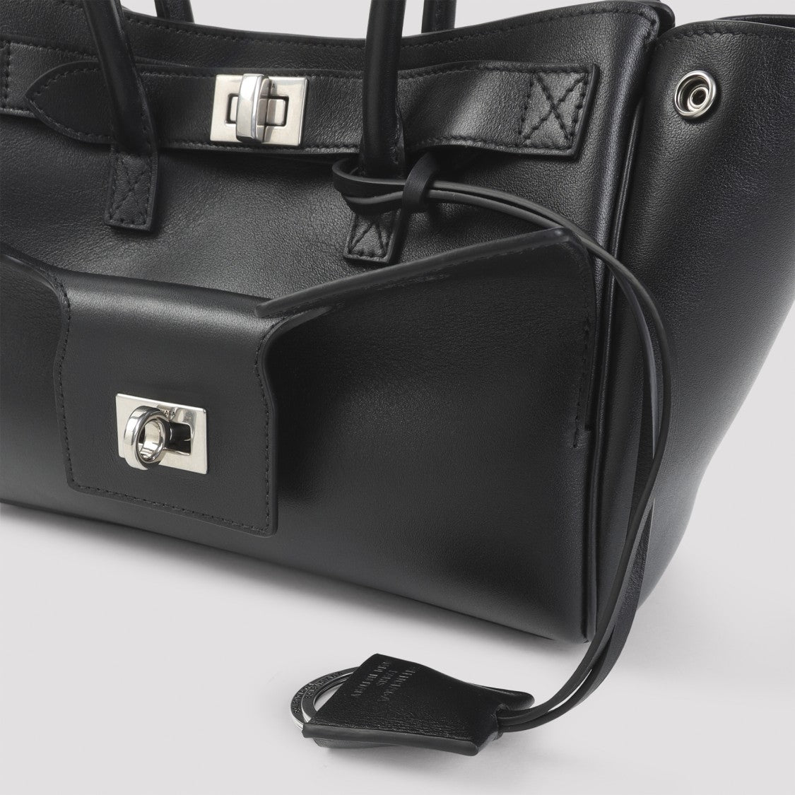 Balenciaga Structured Black Leather Shoulder Bag
