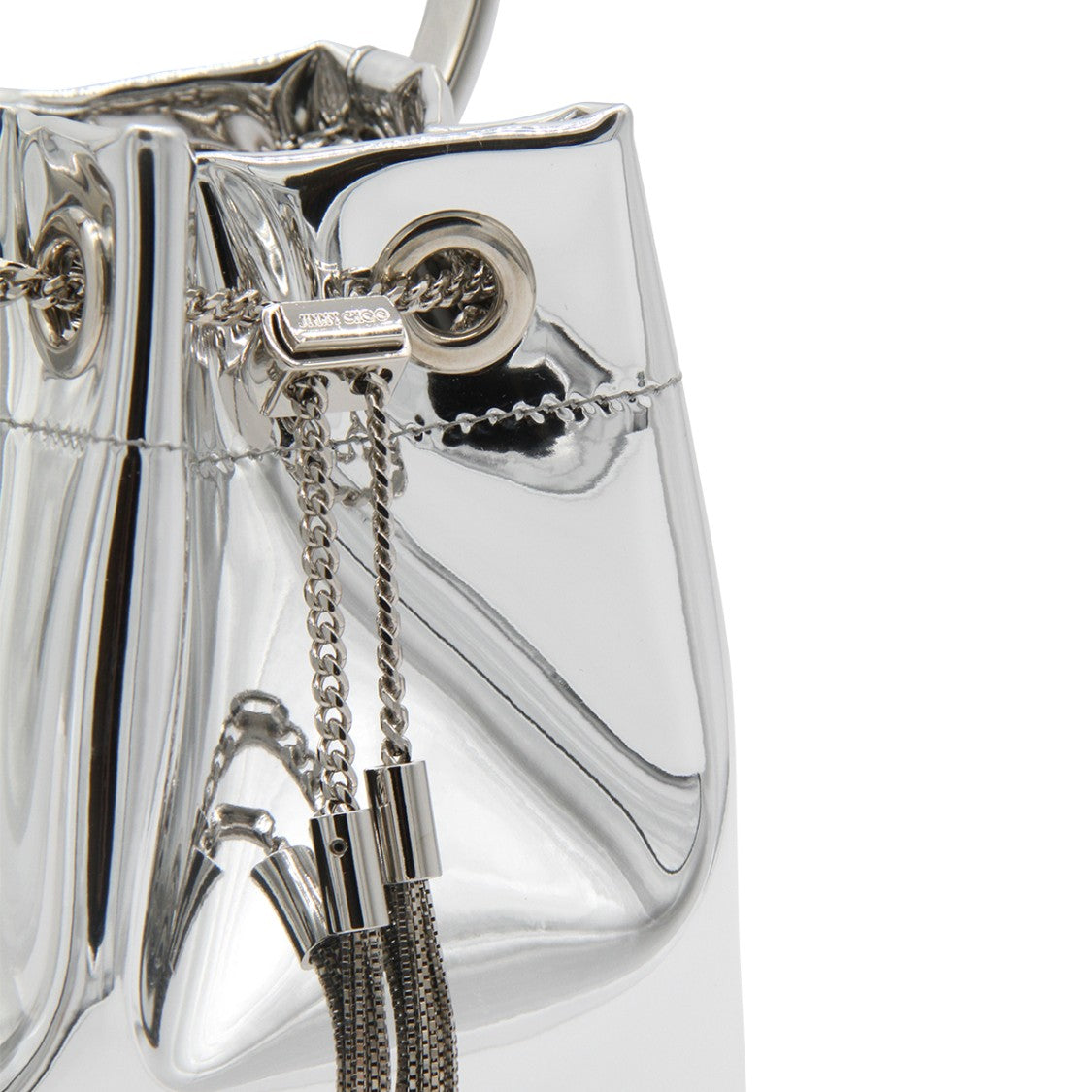 Jimmy Choo Silver Leather Bon Bon Satchel