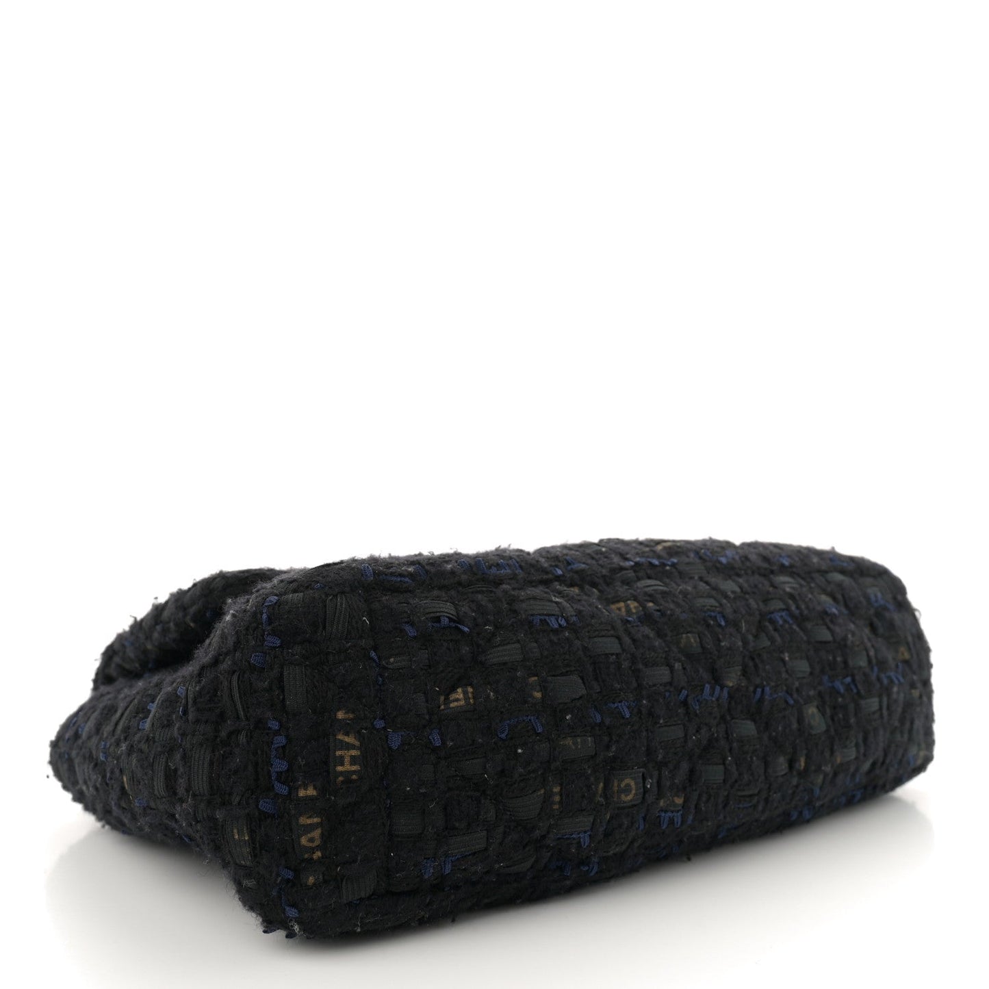 Tweed Quilted Large Chanel 19 Flap Black Navy Gold
