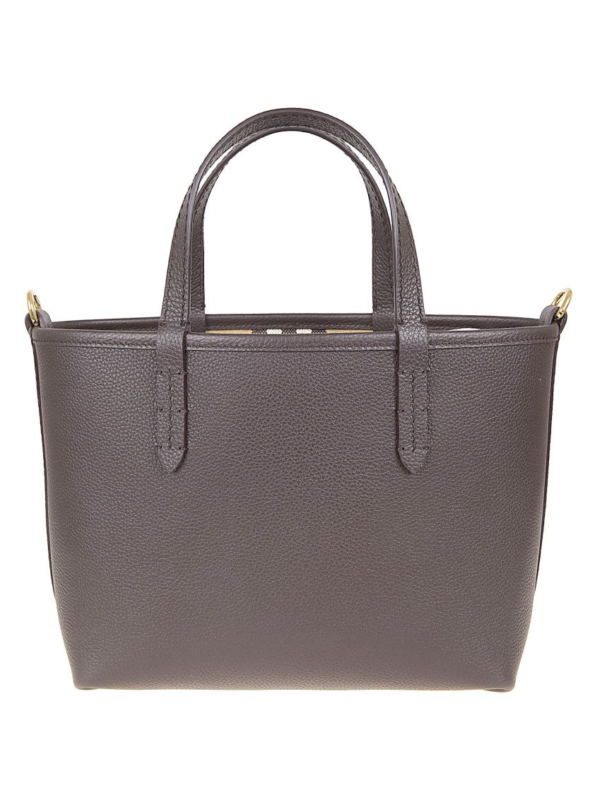 Burberry Structured Brown Calf Grain Leather Shopper Bag
