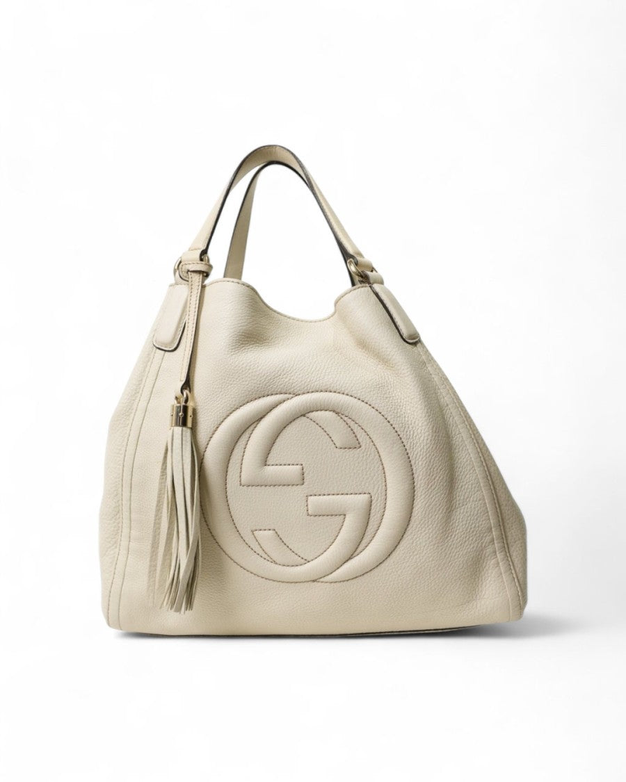 Gucci Soho Medium Grained Shopper In White