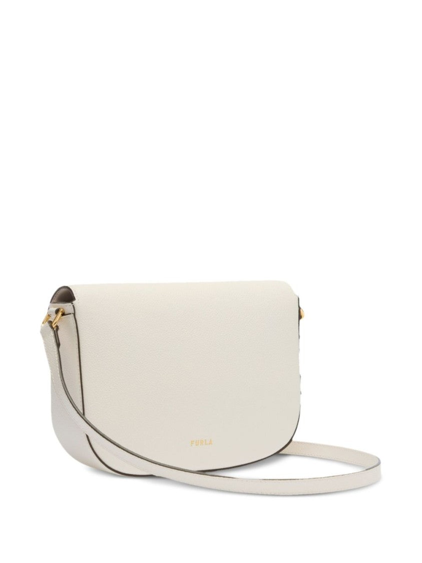 Furla Structured White Leather Moonlight Crossbody Bag