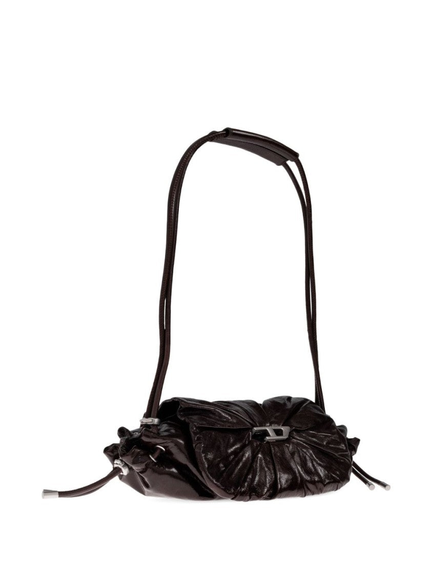 Diesel Gathered Ruched Brown Pmu Shoulder Bag