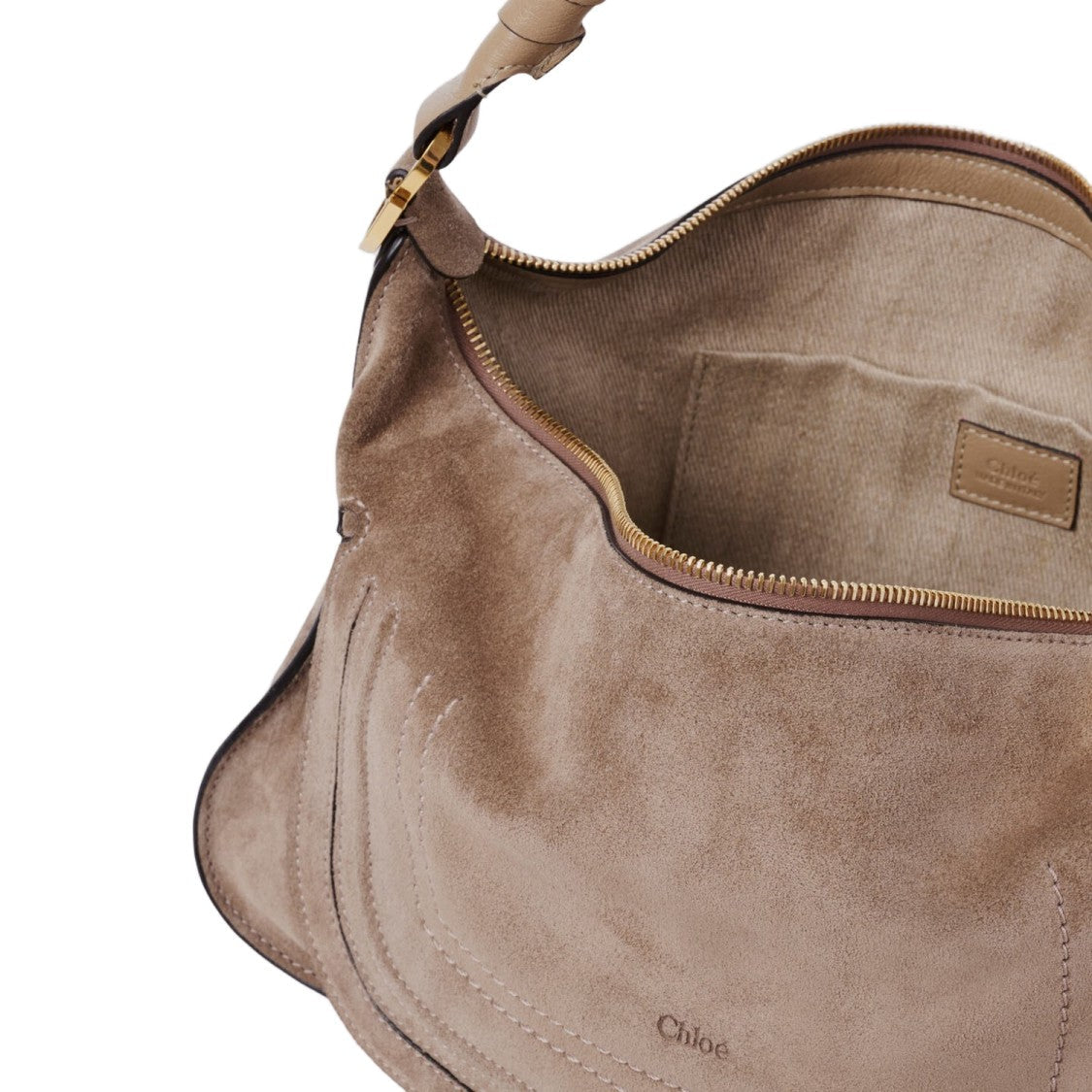 Chloé Beige Suede Calf Leather Handbag With Gold-Tone Hardware