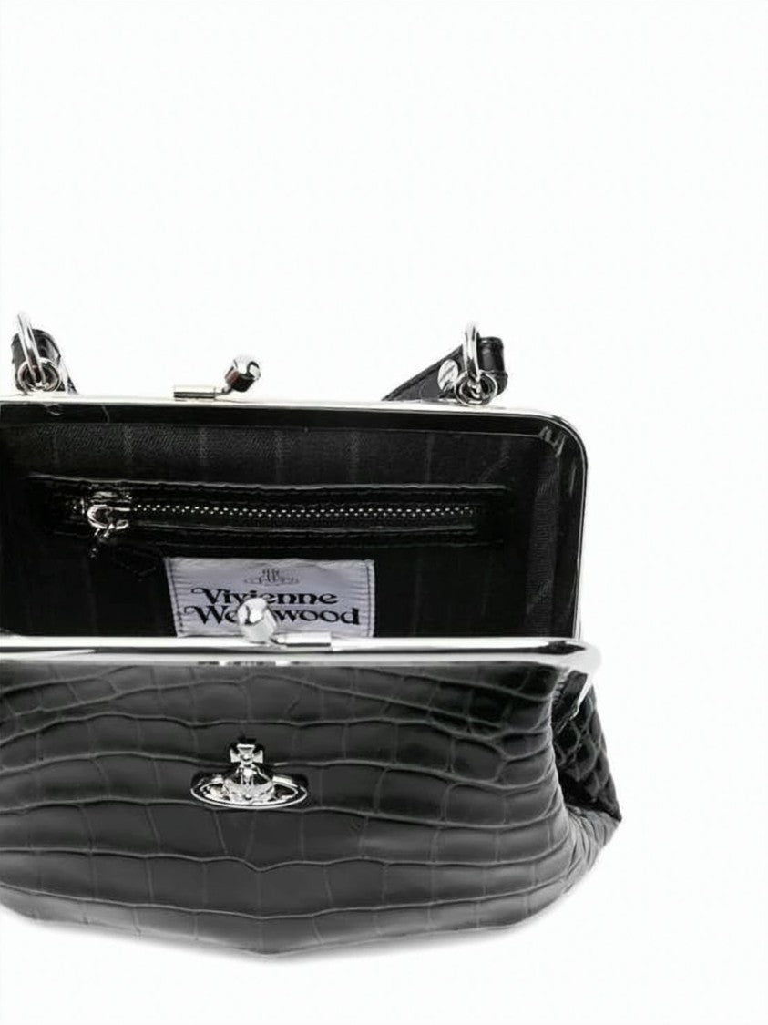 Vivienne Westwood Crocodile-Embossed Calf Leather Crossbody Bag