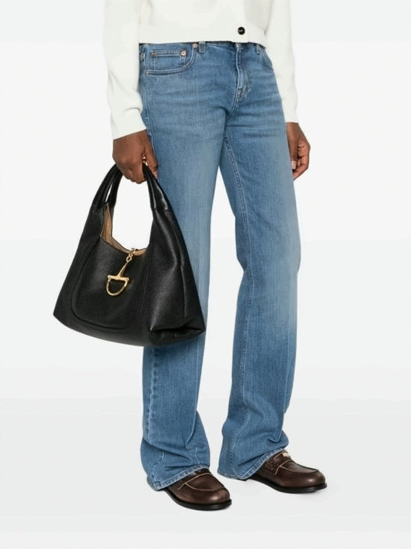 Gucci Textured Calf Leather Shoulder Bag With Gold-Tone Clasp