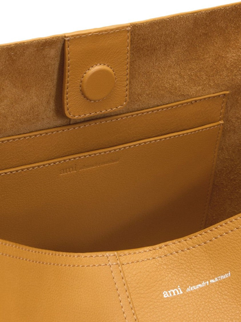 Ami Paris Structured Shoulder Bag With Wide Adjustable Strap