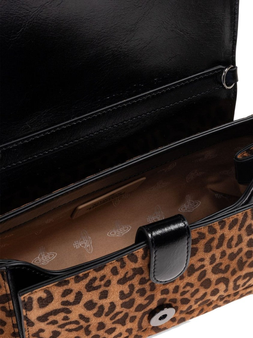 Vivienne Westwood Brown Leopard Print Bag With Orb Detail