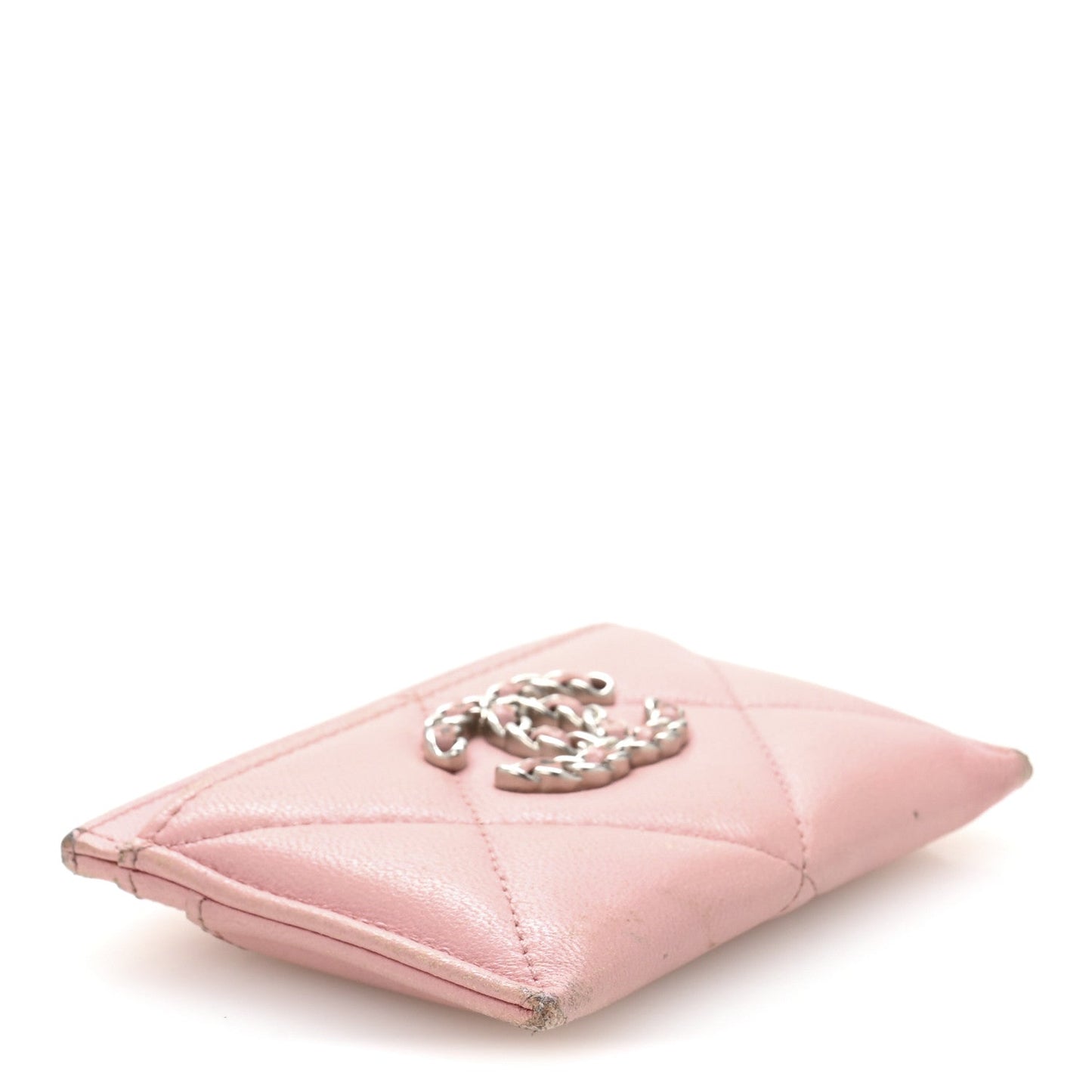 Lambskin Quilted Chanel 19 Holder Light Pink