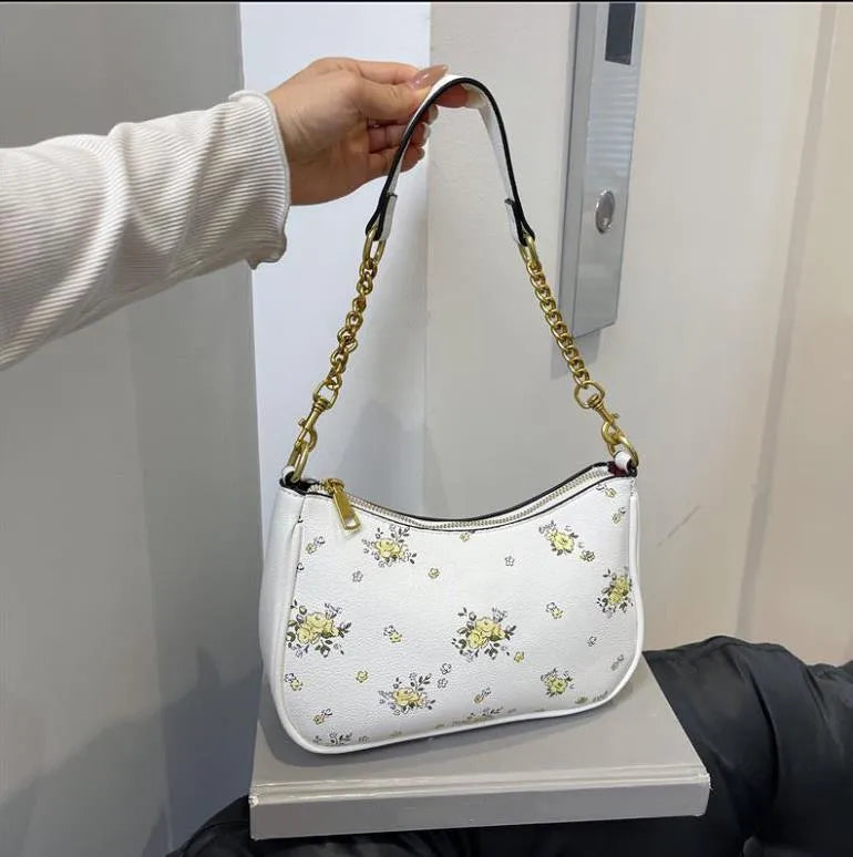 C-O-A-C-H Teri Shoulder Women Bag with Rivets β Master AAA Quality (White)