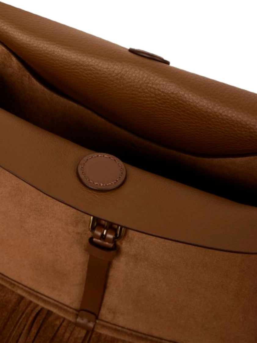 Etro Brown Shoulder Bag With Suede Fringe
