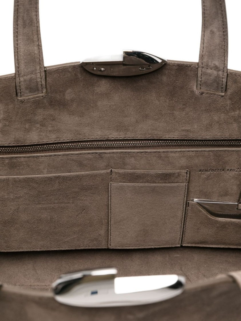 Benedetta Bruzziches Structured Calfskin Handbag With Metallic Clasp