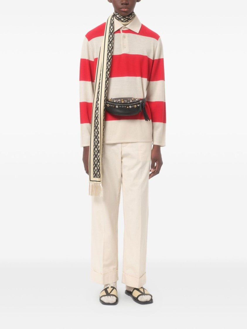 Valentino Garavani Textured Leather Belt Bag With Metal Accents