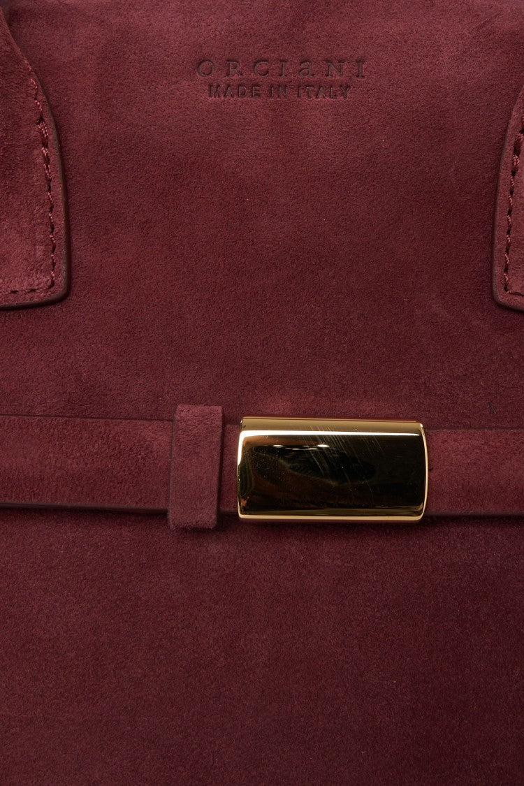 Orciani Structured Burgundy Suede Handbag