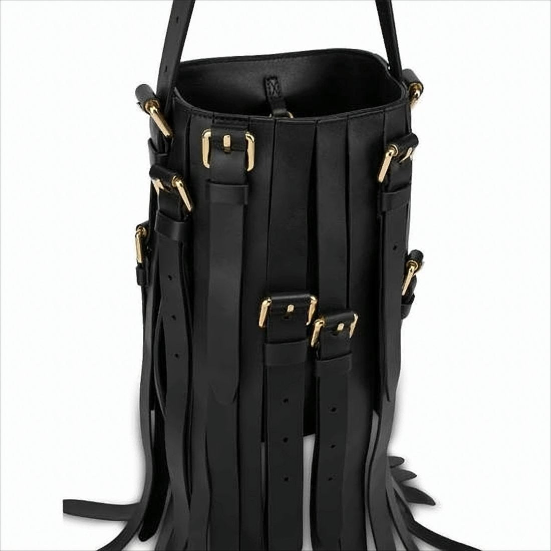 Moschino Fringe Detail Calf Leather Shoulder Bag
