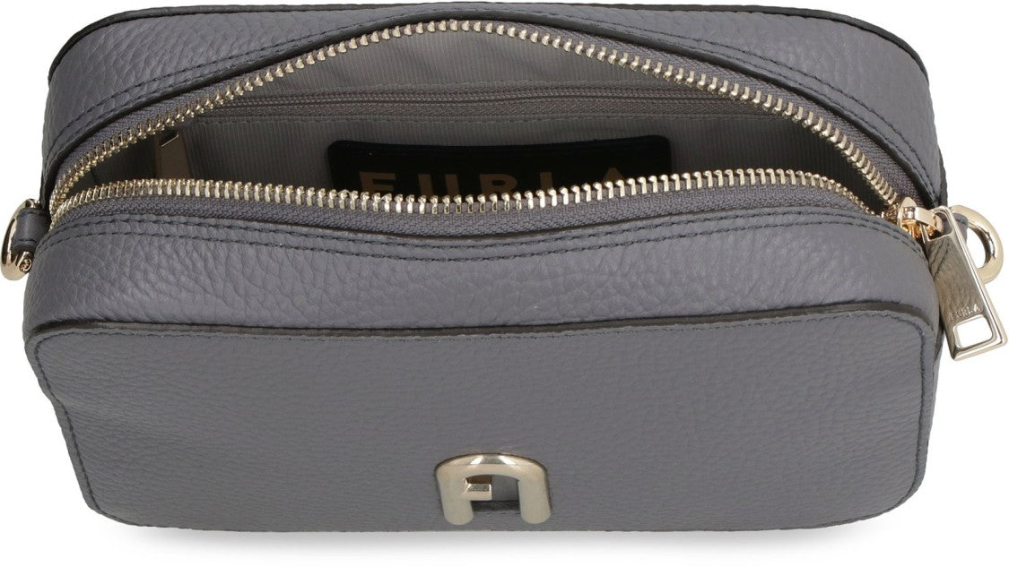 Furla Structured Black Leather Shoulder Bag