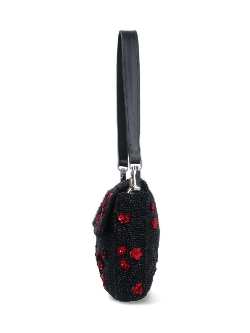 Staud Timmy Poppy' Rhinestone Shoulder Bag – Black