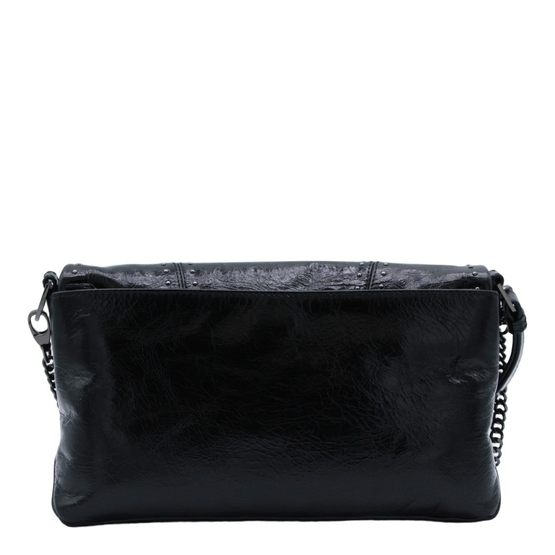 Zadig & Voltaire Black Shoulder Bag With Studded Flap