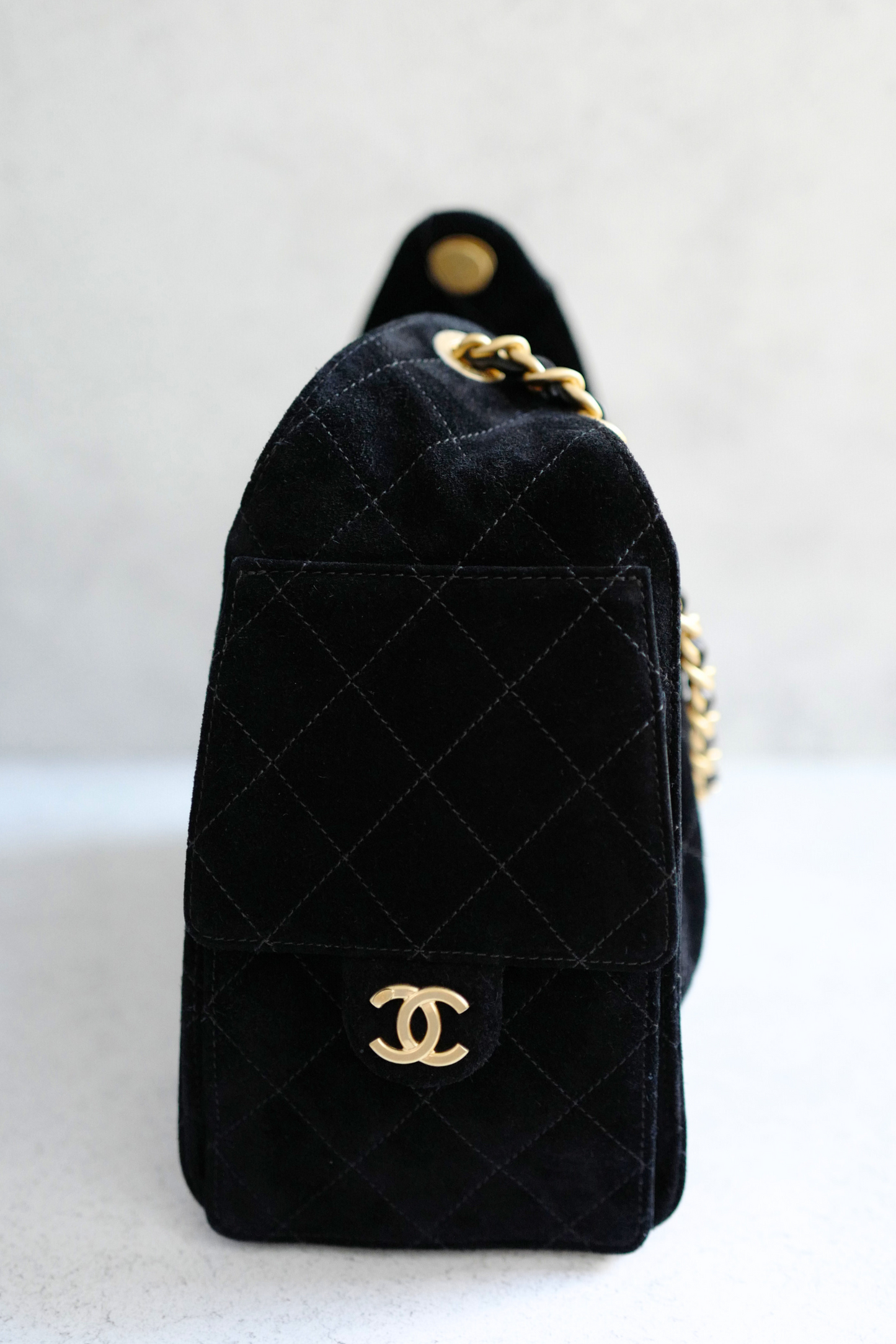 BNIB Chanel 25K Small Hobo Bag Black Suede with Gold Hardware
