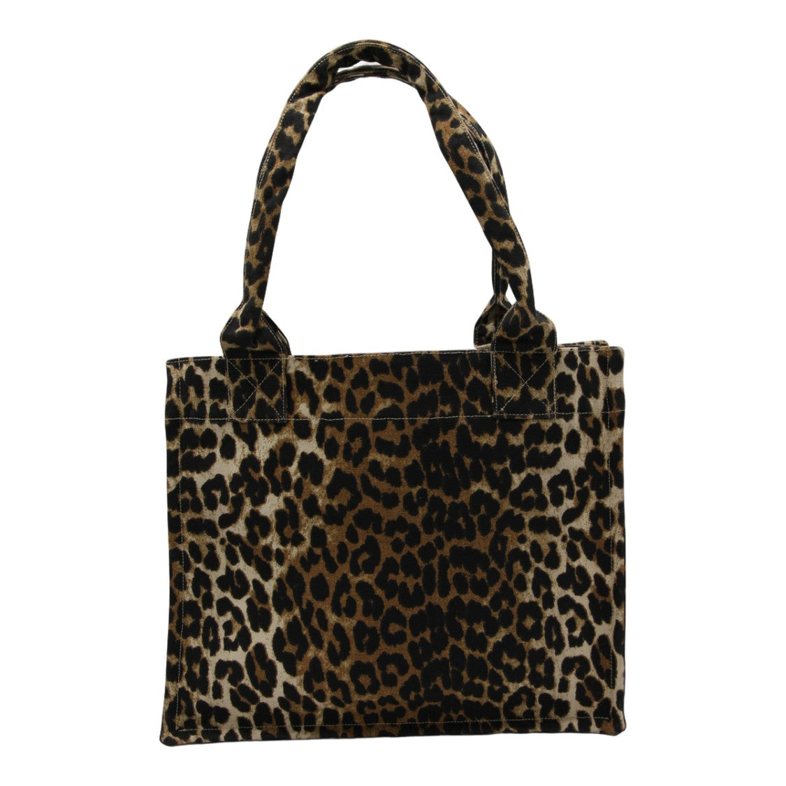 Ganni Structured Leopard Print Tote Bag