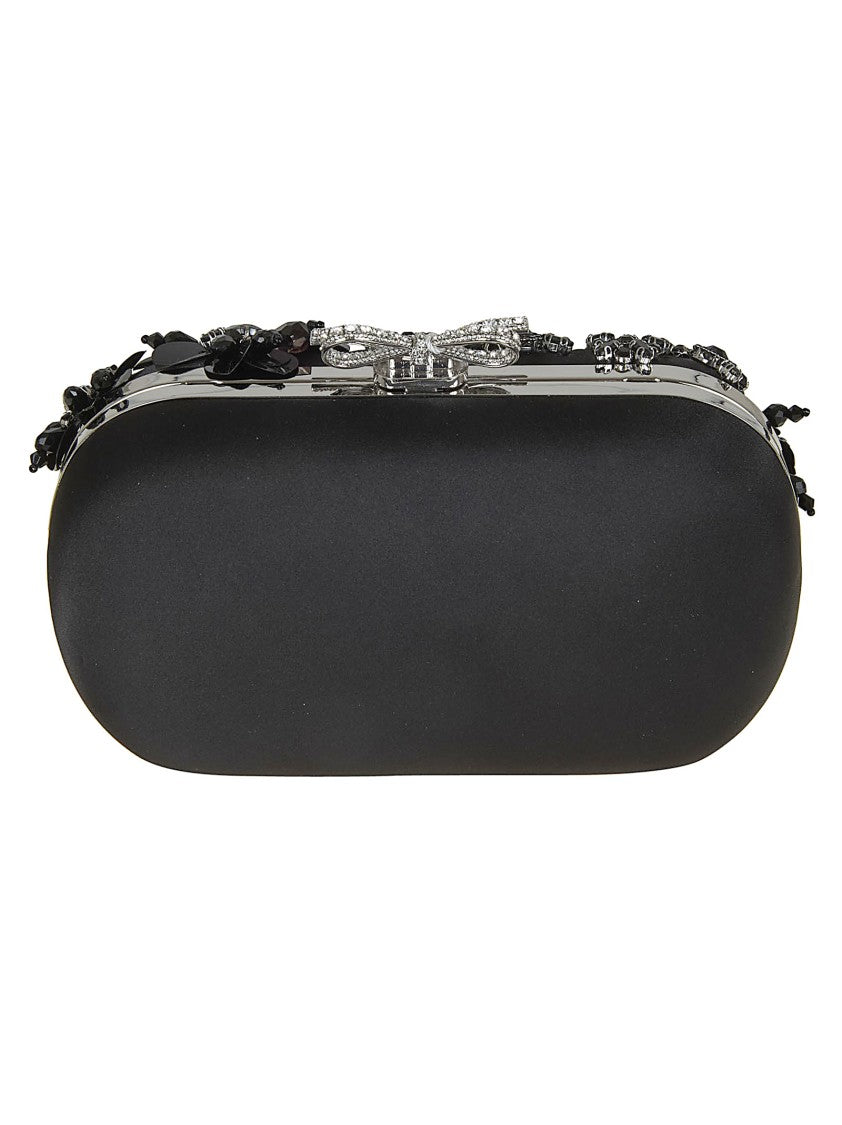 Self-Portrait Beaded Satin Clutch