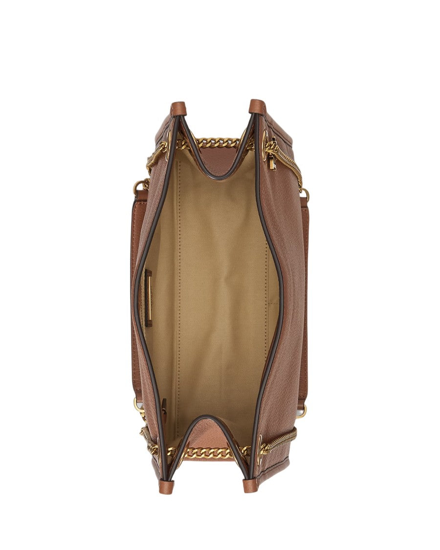 Lauren Ralph Lauren Brdly Medium Shopper Tote In Textured Tan Cow Leather
