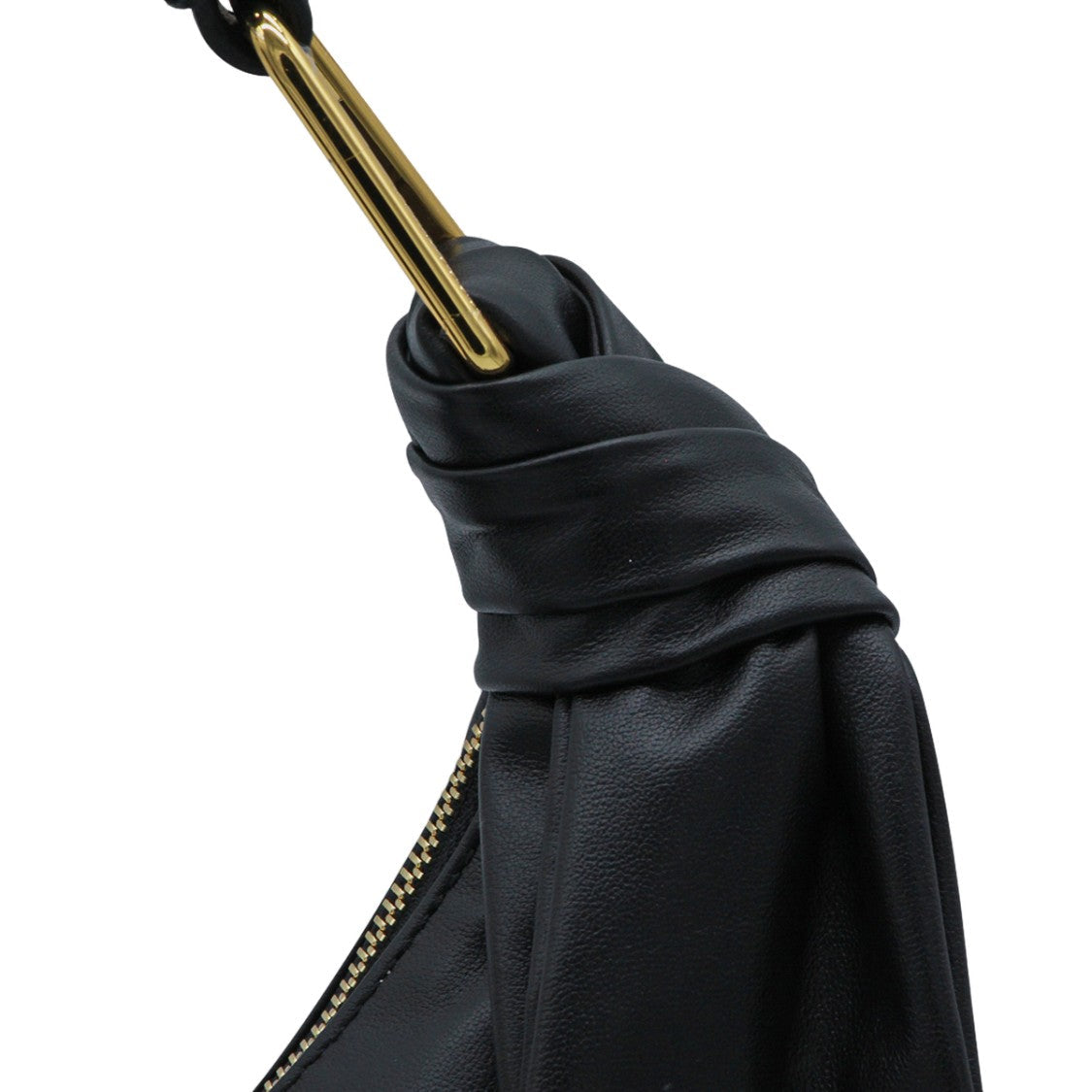 Coccinelle Crescent-Shaped Black Handbag With Gold-Tone Hardware