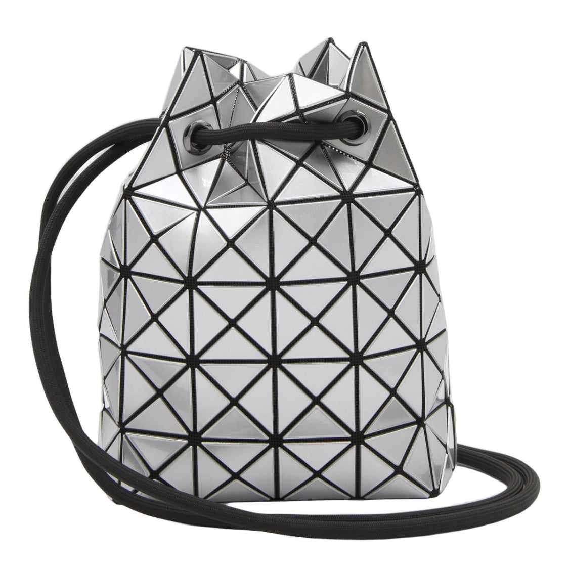 Bao Bao Issey Miyake Geometric Silver Bag With Drawstring Closure