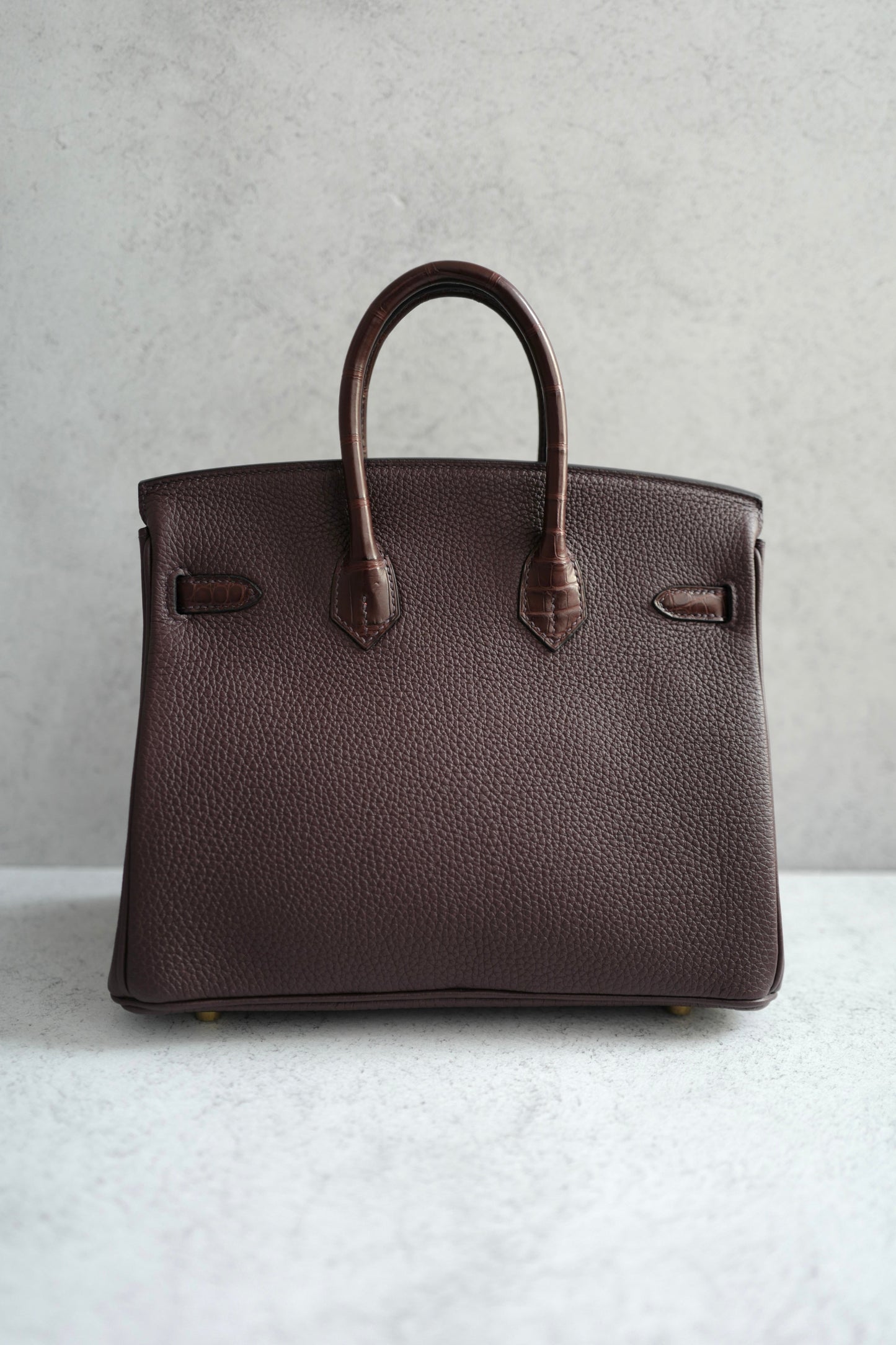Hermes Birkin 25 Touch Rouge Sellier Togo/Matte Crocodile w/ Champagne Gold HW