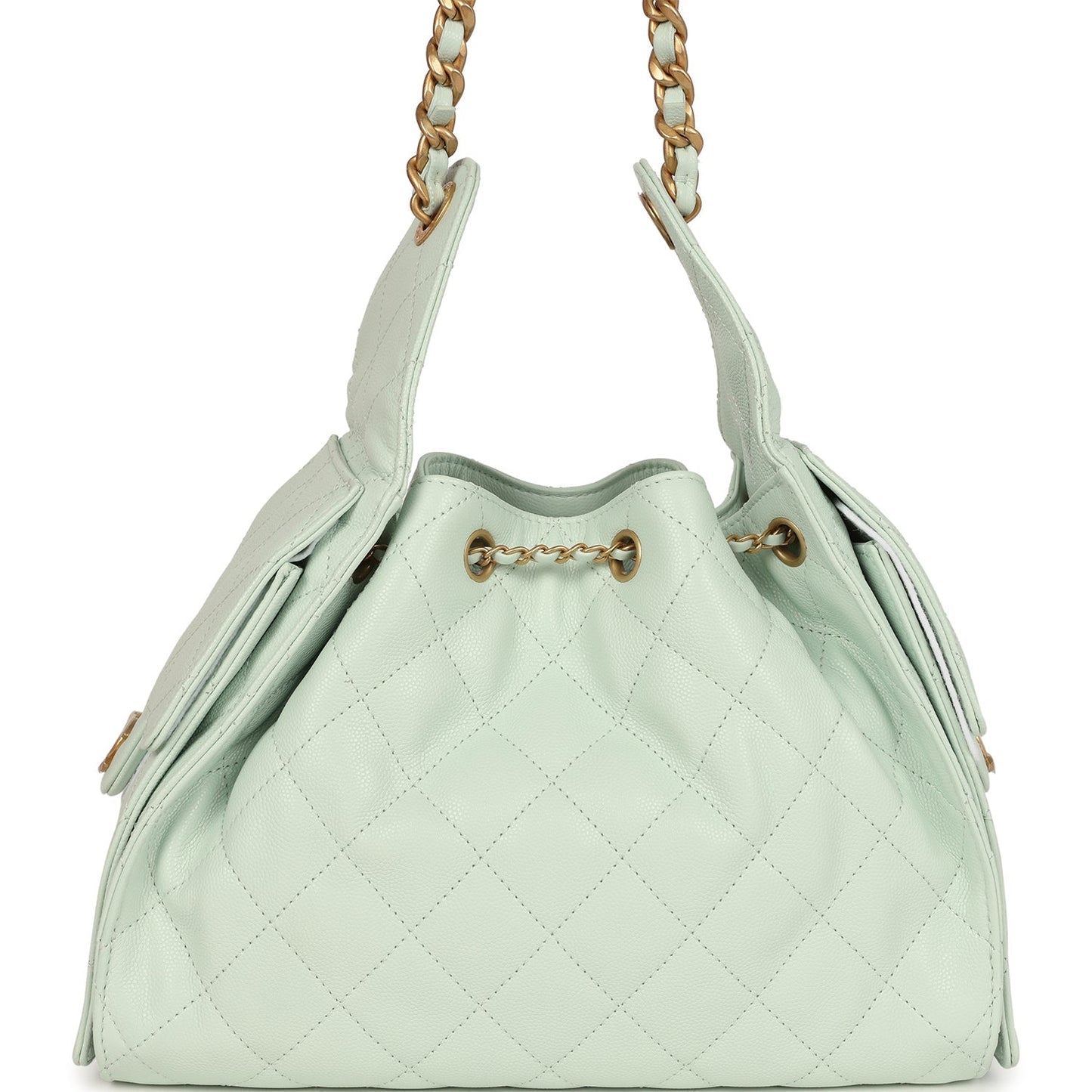 Chanel Small 25 Hobo Bag Light Green Caviar Antique Gold Hardware