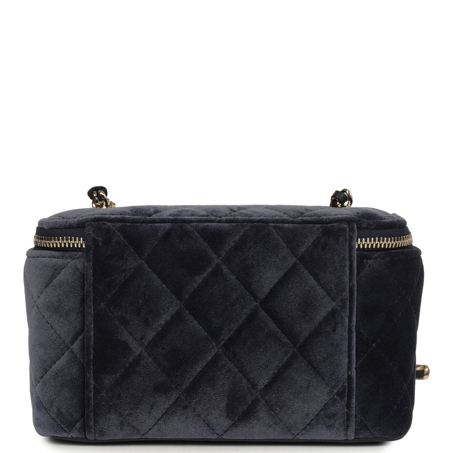 Chanel Small Crystal Pearl Crush Vanity Case Gris Fonce Velvet Light Gold Hardware