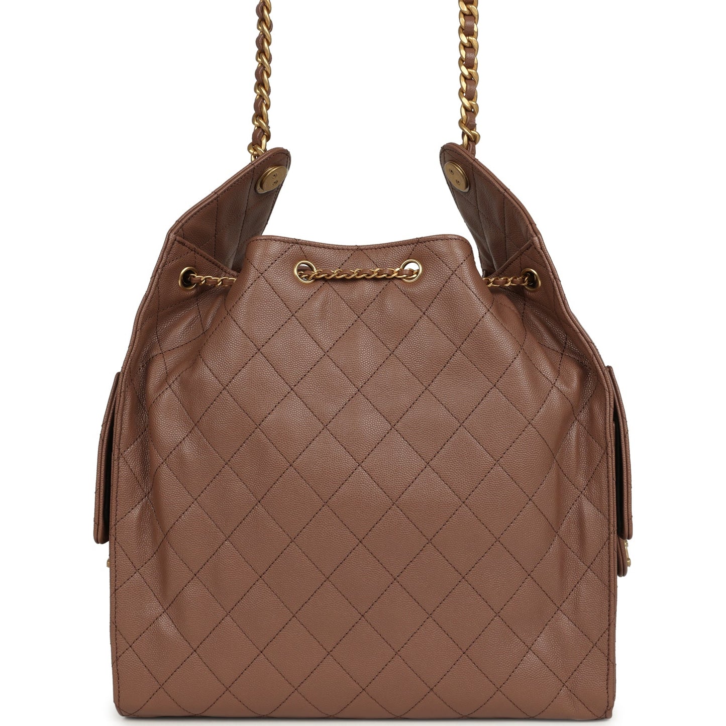 Chanel Medium 25 Hobo Bag Brown Caviar Antique Gold Hardware