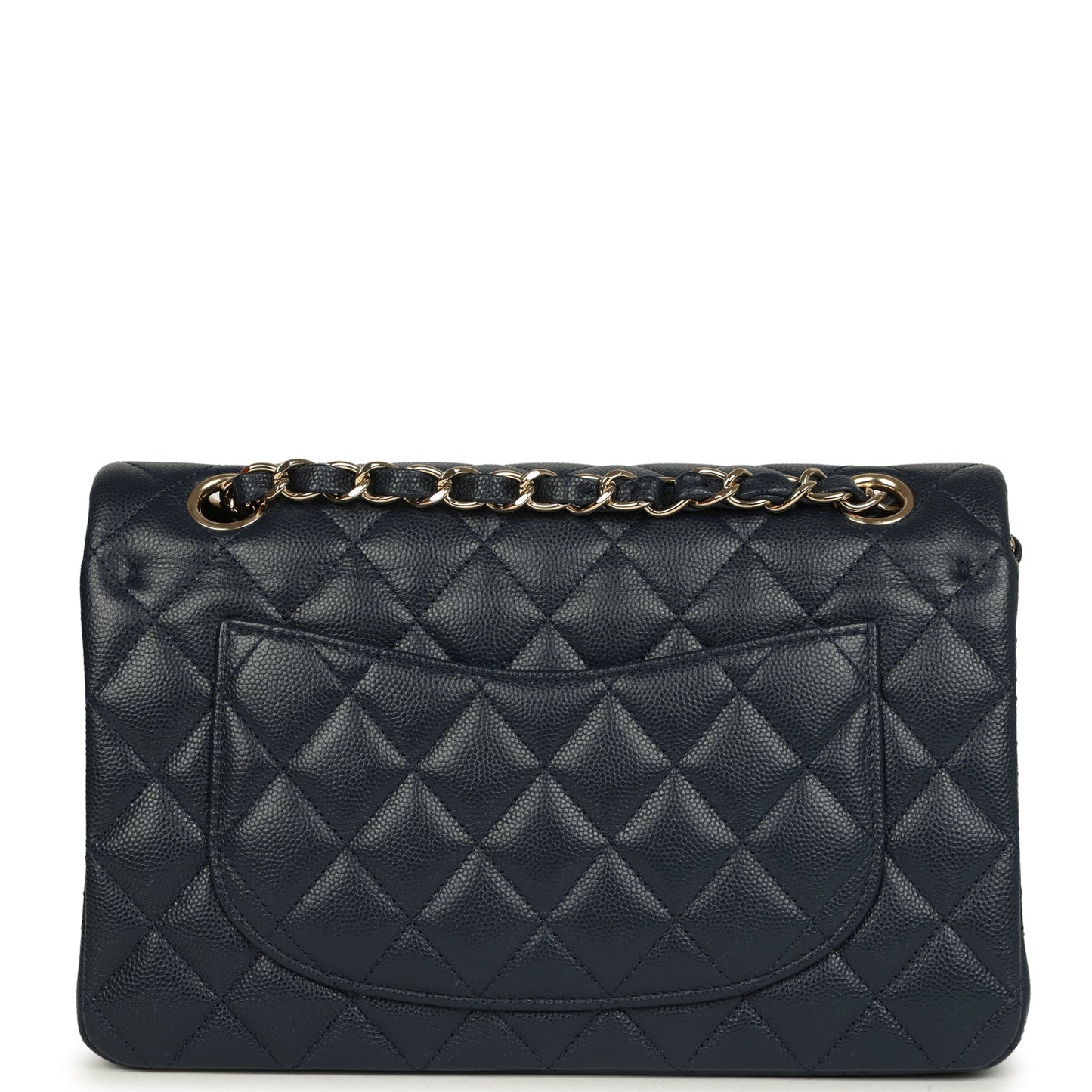 Pre-owned Chanel Small Classic Double Flap Bag Dark Blue Caviar Light Gold Hardware