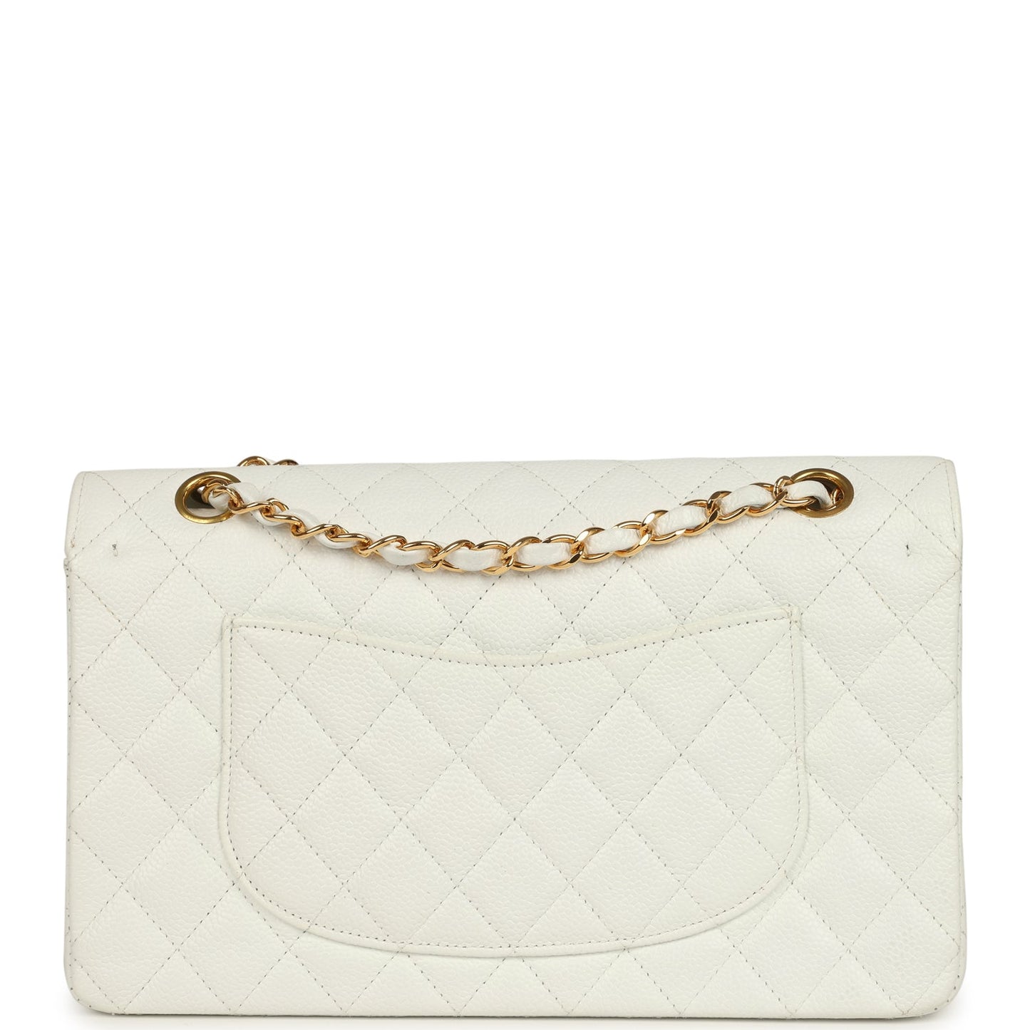 Vintage Chanel Medium Classic Double Flap White Caviar Gold Hardware