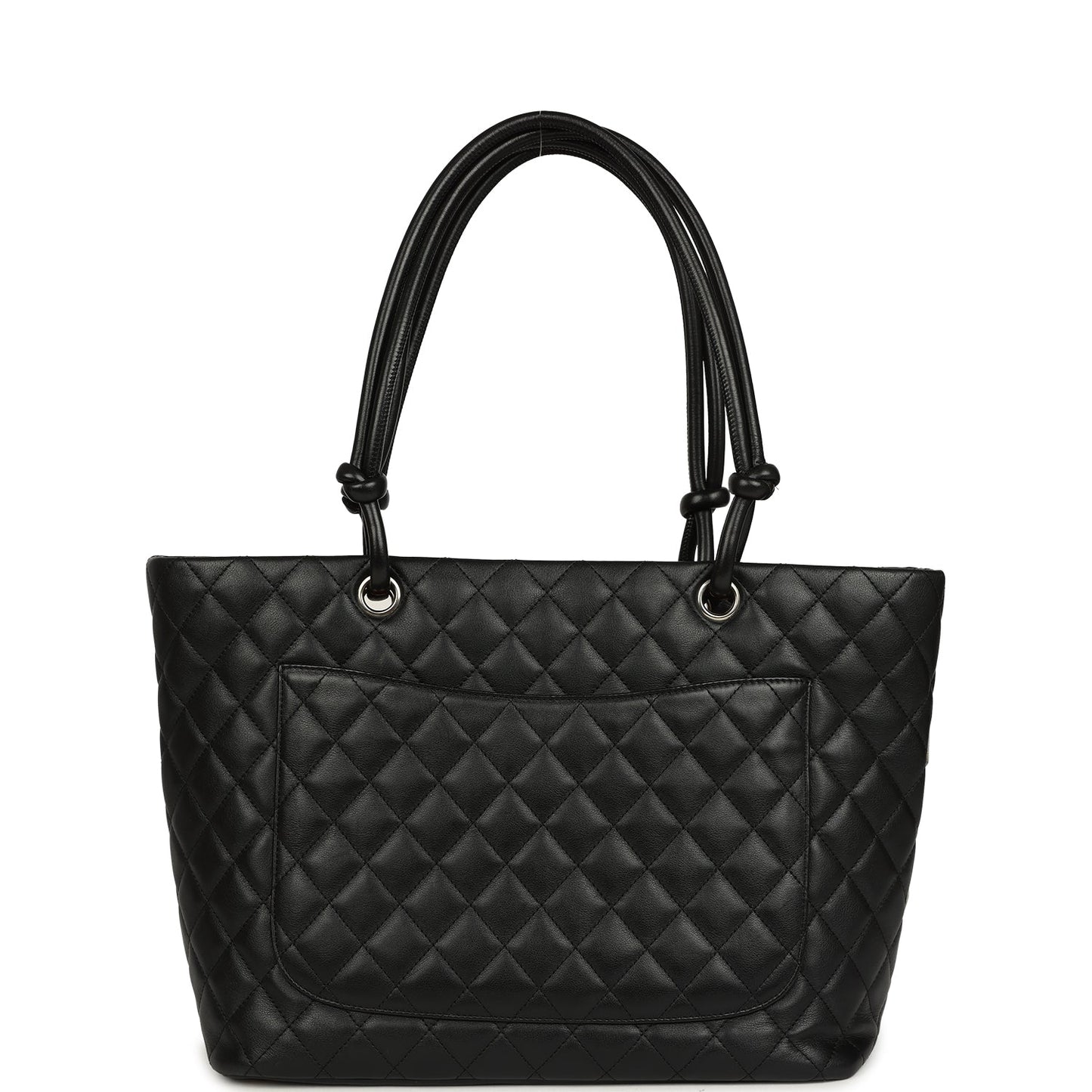Vintage Chanel Large Cambon Ligne Tote Black Calfskin Silver Hardware