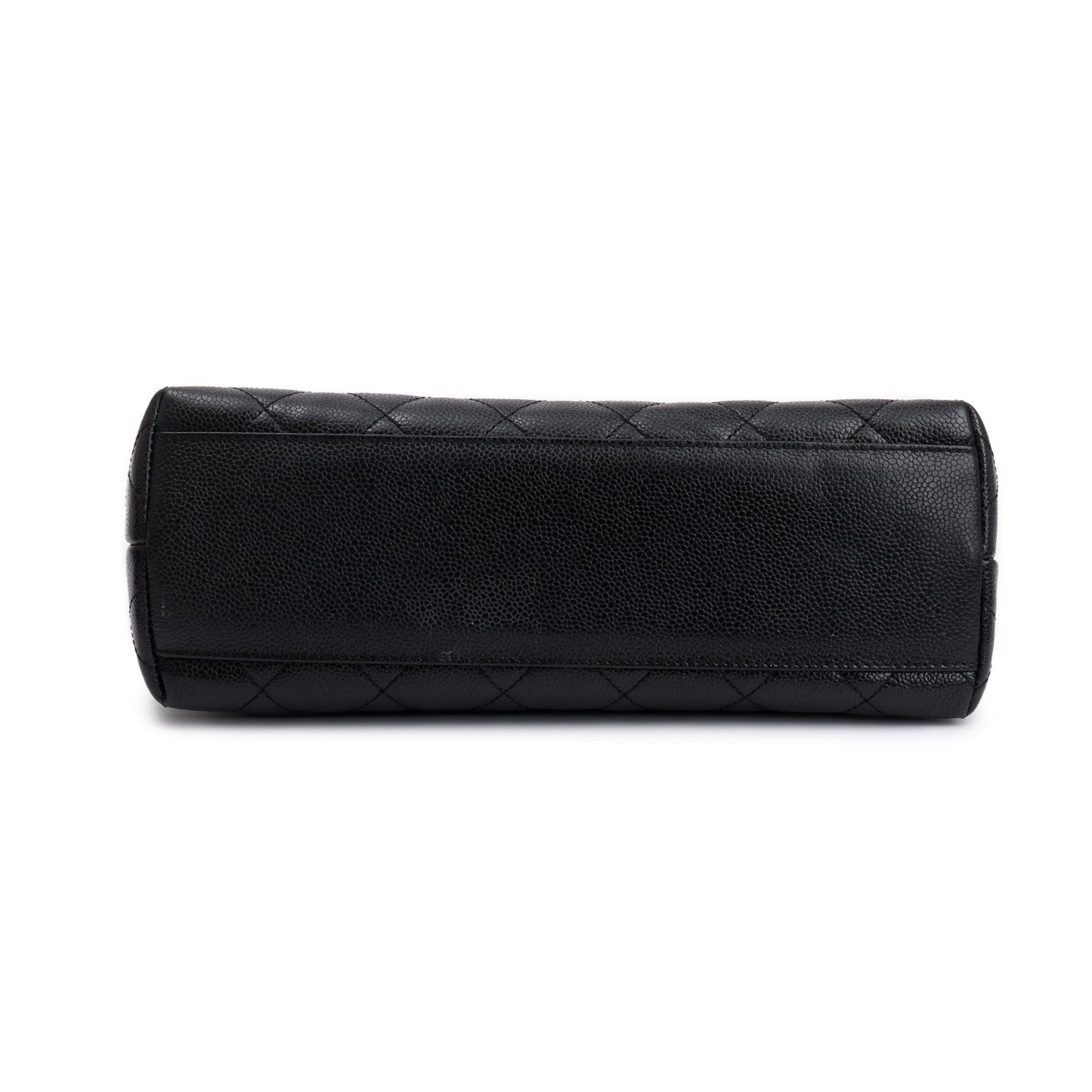 Chanel Black Quilted Caviar Leather Jumbo Kelly Top Handle Flap Bag