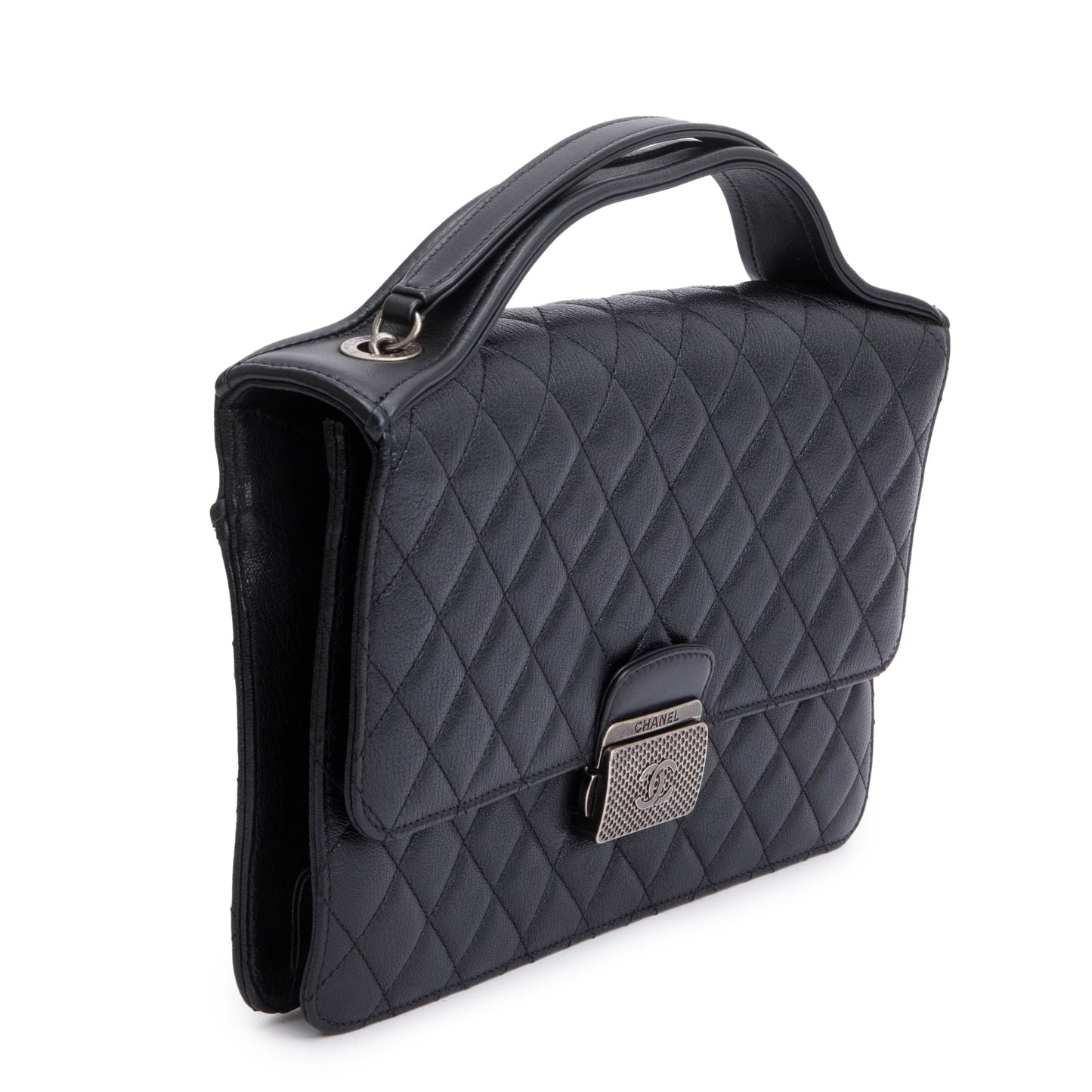 Chanel Black Quilted Caviar Leather Large University Flap Bag