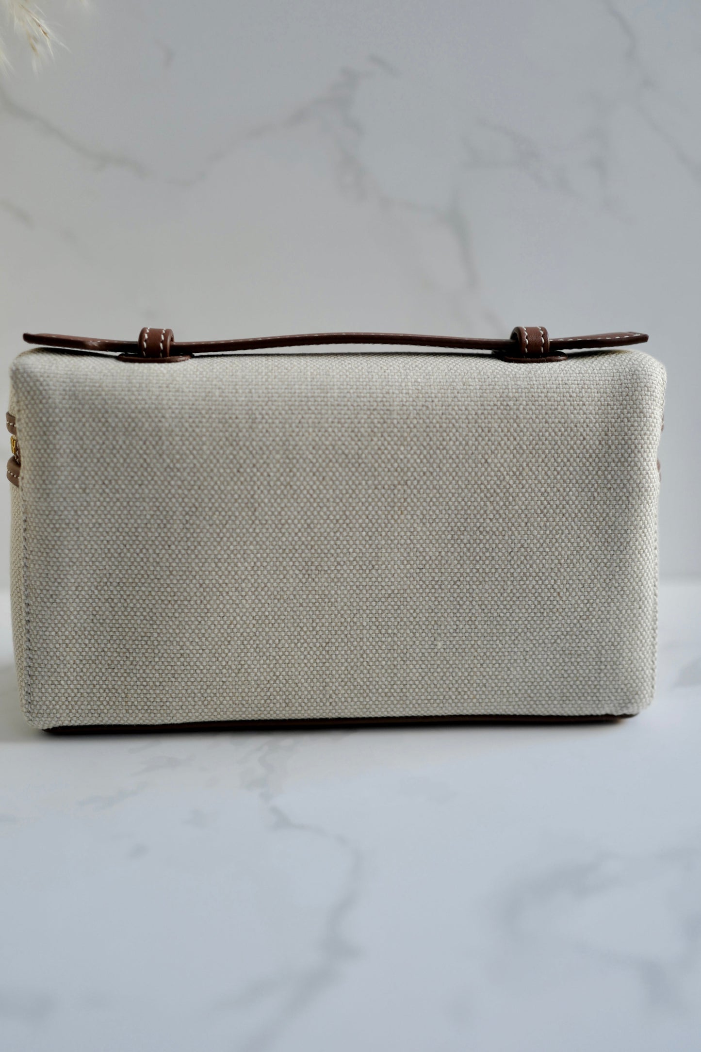 NEW Loro Piana Extra Pocket L19 Vanity Pouch Crossbody Bag Toile Brown Gold HW