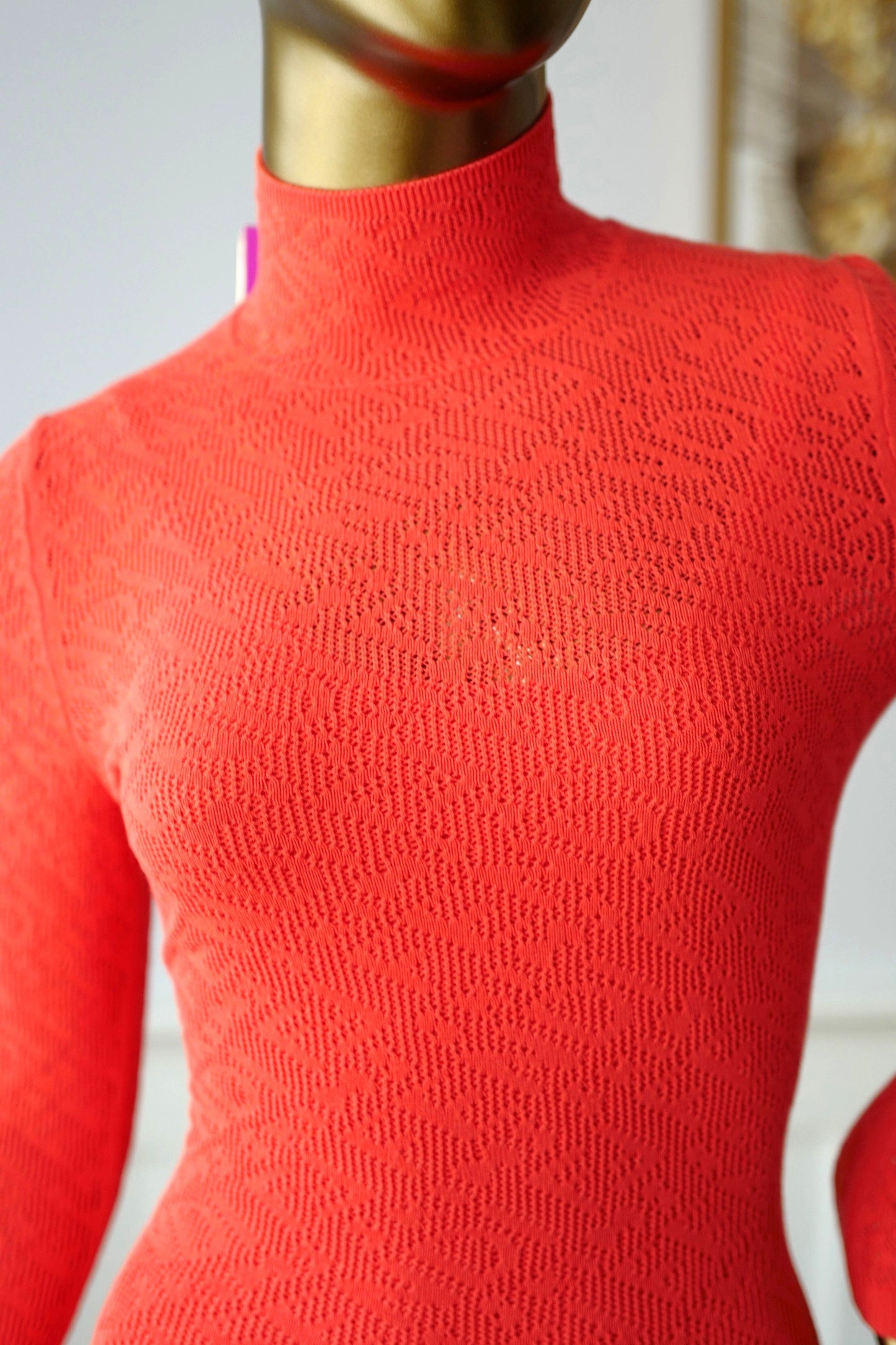 Fendi Mesh Print Logo Dress in Coral size 36 Limited Edition NEW