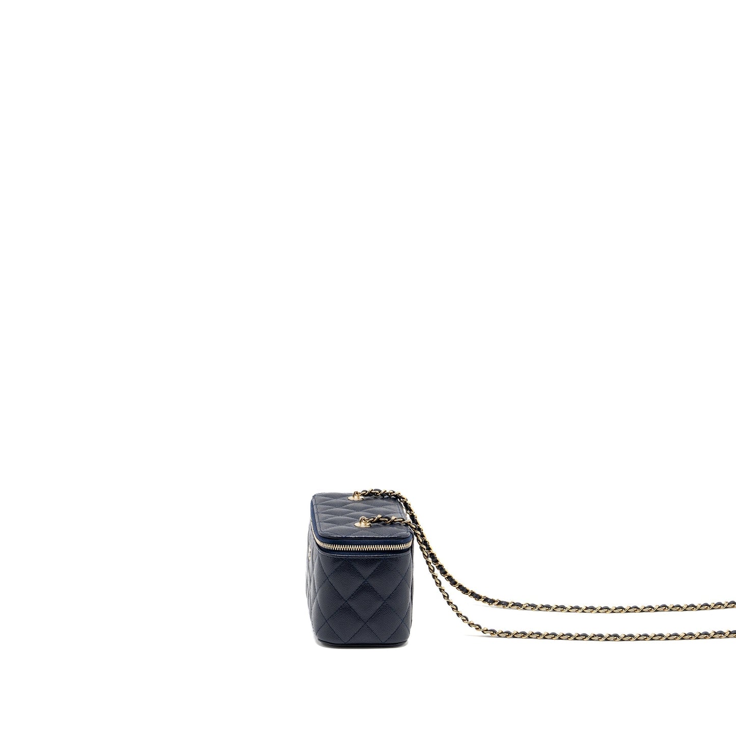 Chanel 23c long vanity case caviar navy LGHW (microchip)