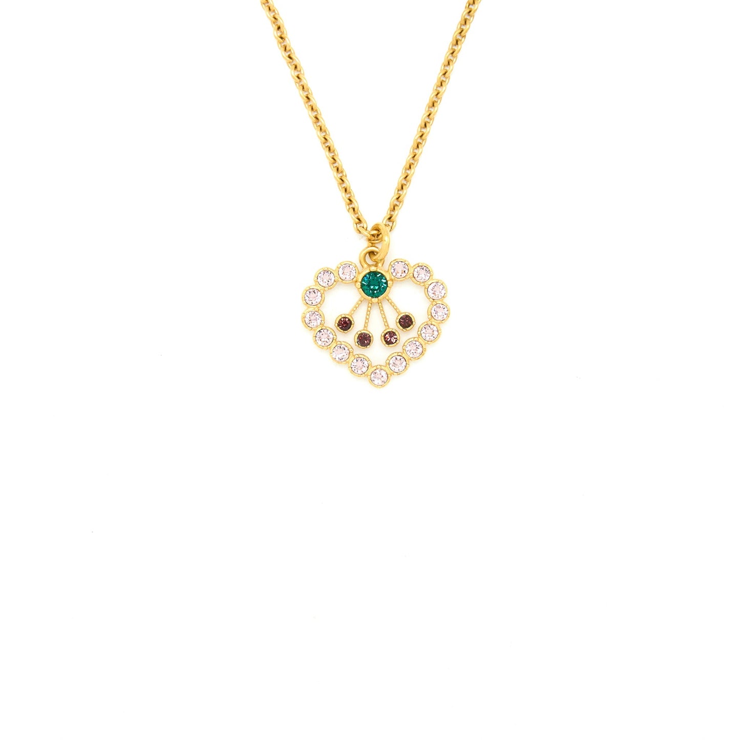 Dior Heart Necklace & Bracelet Multicolour Crystal Gold Tone (Sell in a Set )