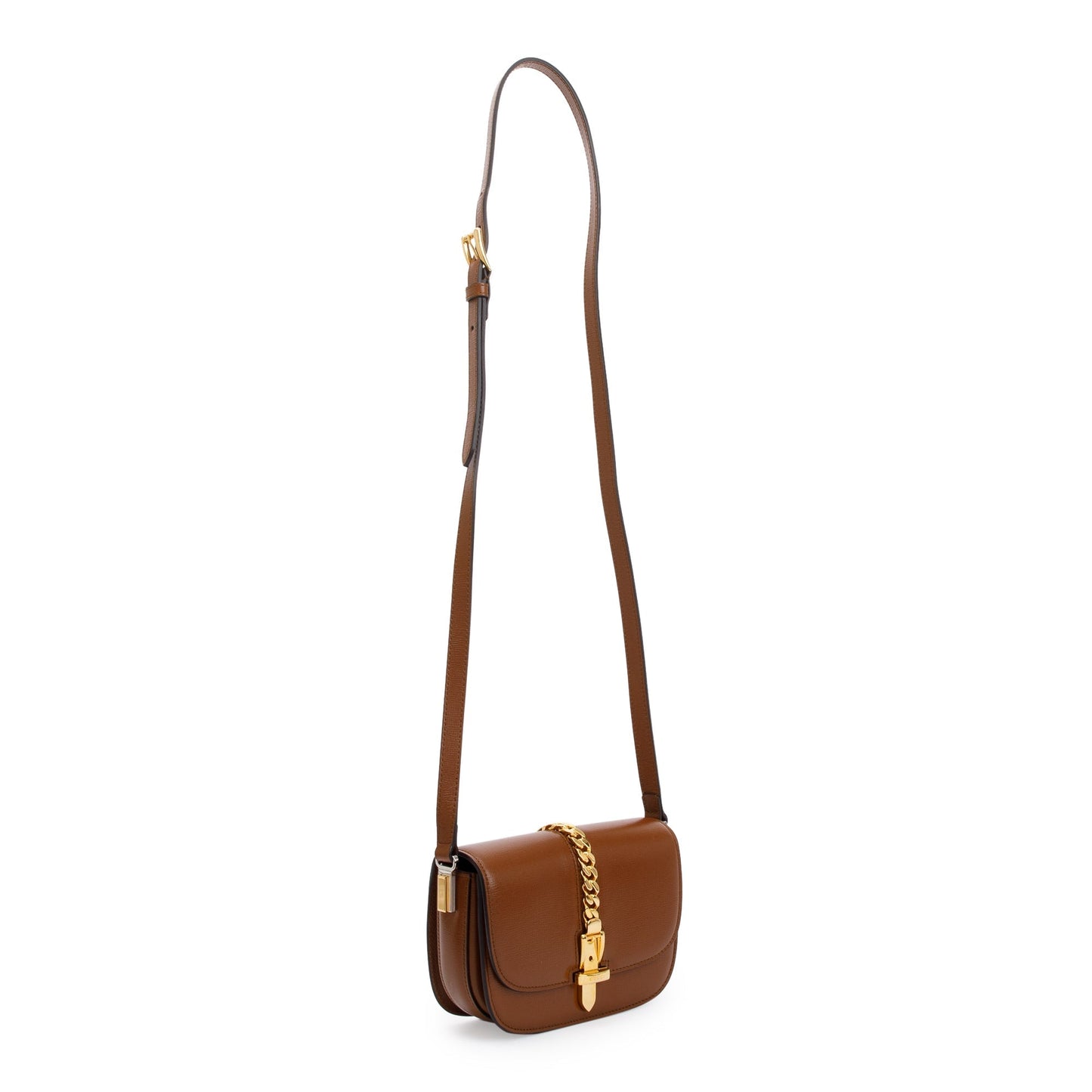 Gucci Brown Calfskin Leather Mini Sylvie 1969 Flap Messenger Bag