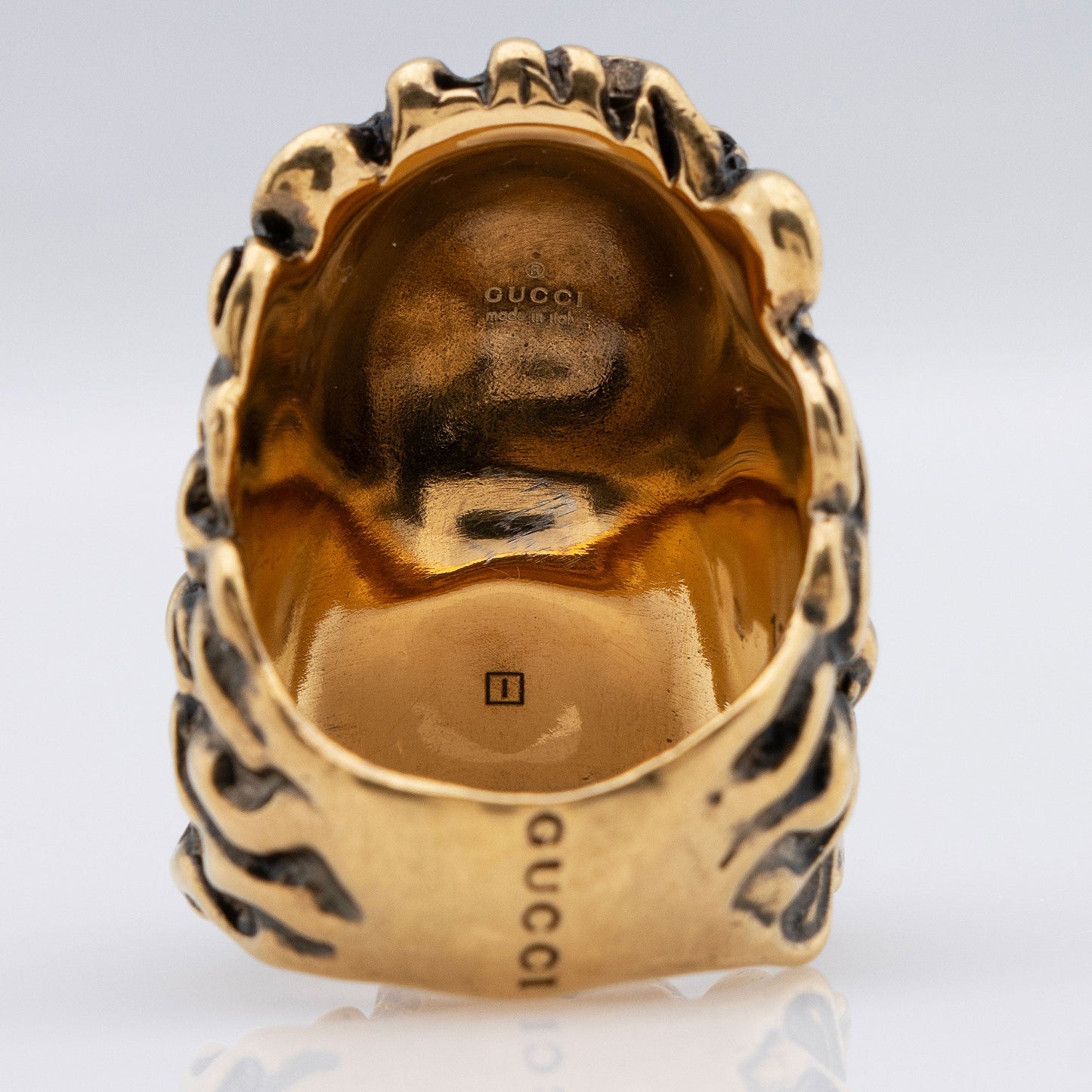 Gucci Faux Pearl Lion Head Ring - Size 6 1/2