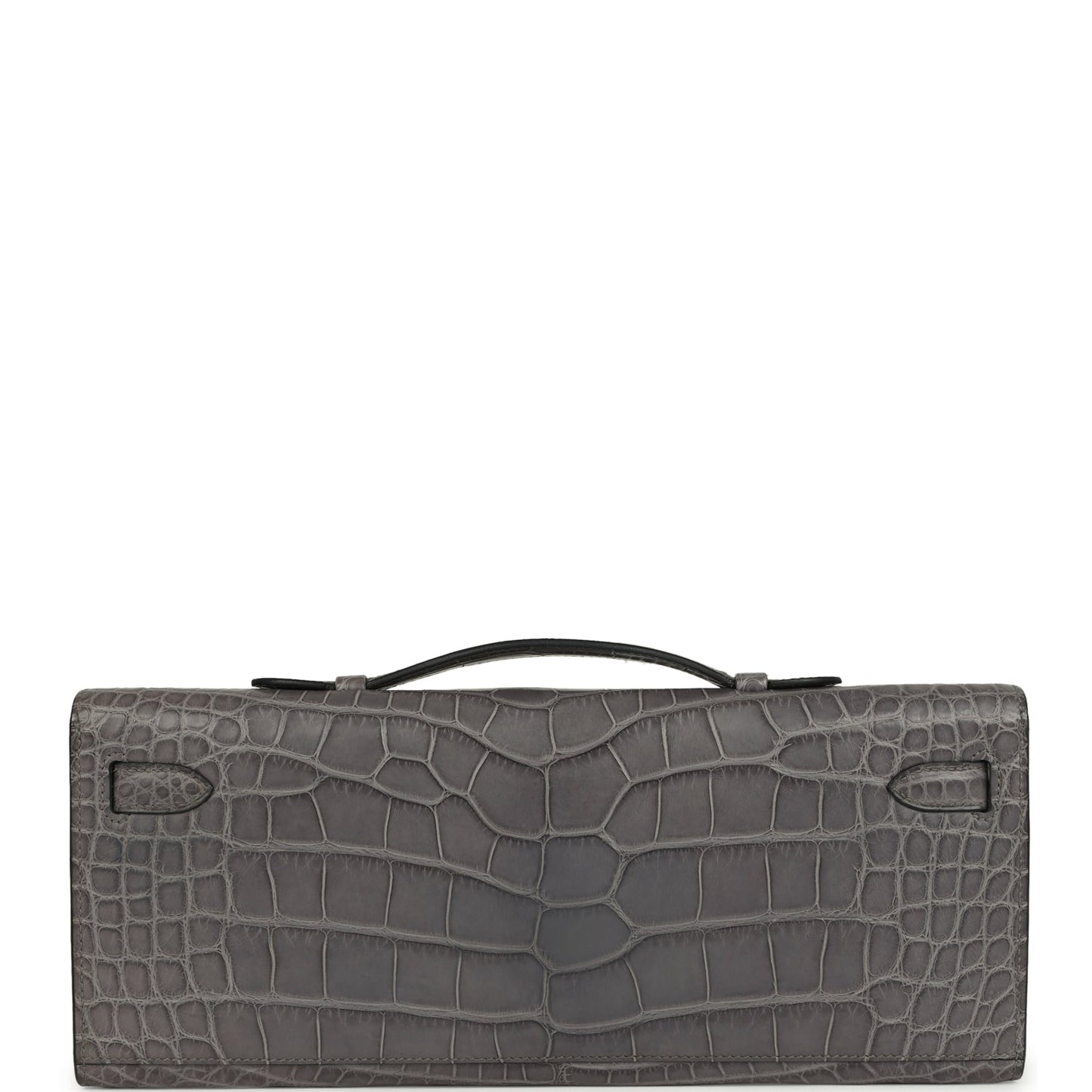 Pre-owned Hermes Kelly Cut Gris Paris Matte Alligator Palladium Hardware