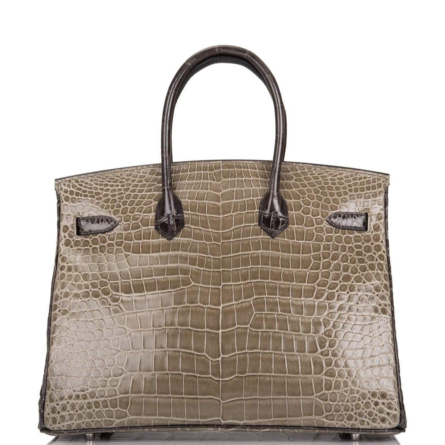 Hermes Birkin 35cm Bi-Color Gris Tourterelle and Graphite Shiny Porosus Crocodile Brushed Palladium Hardware