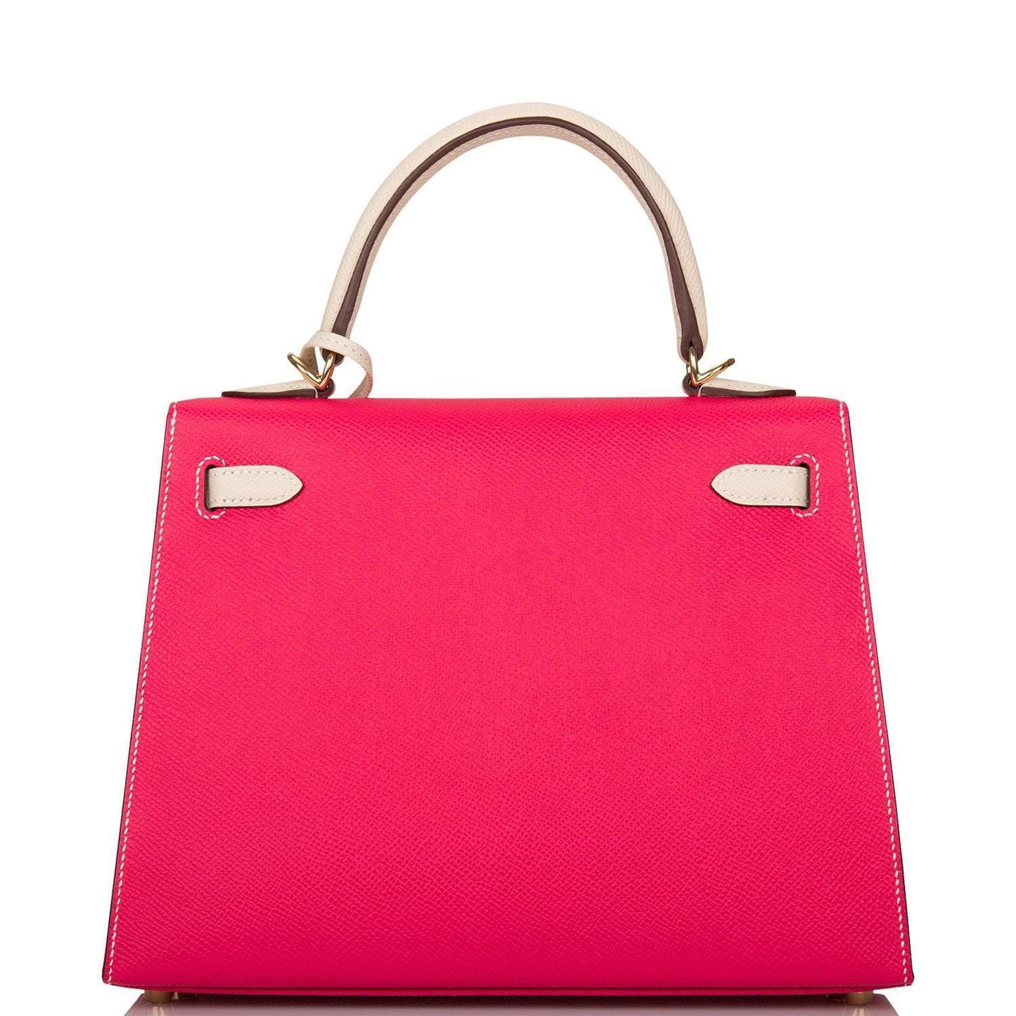 Hermes Kelly 25cm Bi-Color Rose Extreme and Craie Epsom Sellier Permabrass Hardware